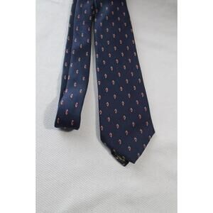 Vintage 80s GEOFFREY BEENE 3 X 58 Inch Silk Necktie, Navy Blue & Red